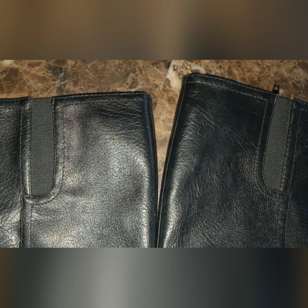 "Natalie" Sz. 9 High Faux Black Leather Boots - Picture 5 of 6
